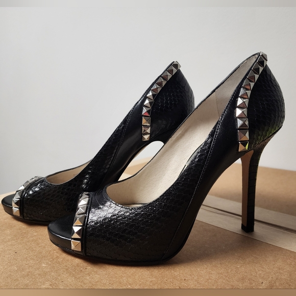 Michael Kors Black Snake Print Heels - Picture 4 of 7